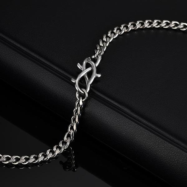 《QBOX 》FASHION 飾品【GBR-2570】 個性無盡羈絆・荊棘平磨環扣鈦鋼手鍊/手環-細節圖4