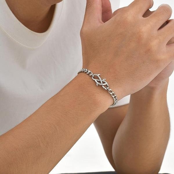 《QBOX 》FASHION 飾品【GBR-2570】 個性無盡羈絆・荊棘平磨環扣鈦鋼手鍊/手環-細節圖6