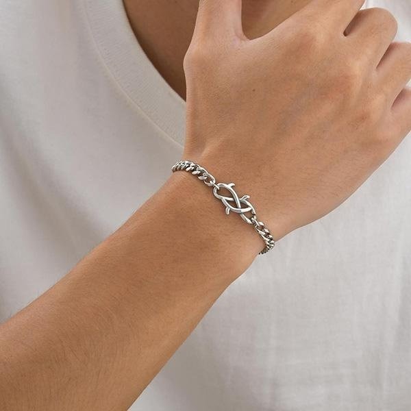 《QBOX 》FASHION 飾品【GBR-2570】 個性無盡羈絆・荊棘平磨環扣鈦鋼手鍊/手環-細節圖8