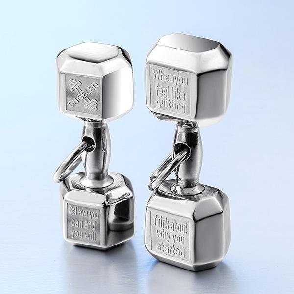 《 QBOX 》FASHION 飾品【CBP8-226】精緻個性運動健身啞鈴鈦鋼墬子項鍊/掛飾-細節圖3