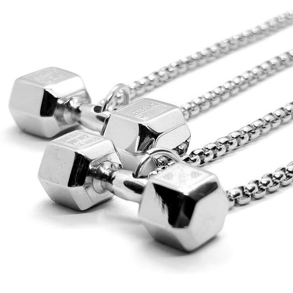 《 QBOX 》FASHION 飾品【CBP8-226】精緻個性運動健身啞鈴鈦鋼墬子項鍊/掛飾-細節圖5