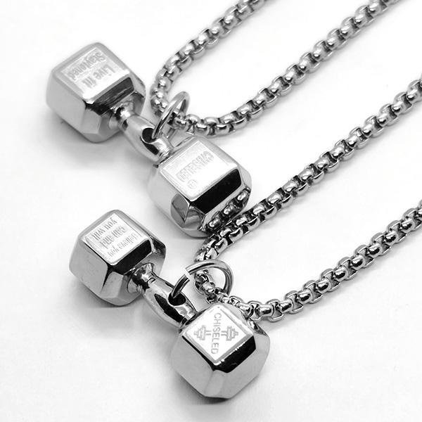 《 QBOX 》FASHION 飾品【CBP8-226】精緻個性運動健身啞鈴鈦鋼墬子項鍊/掛飾-細節圖6