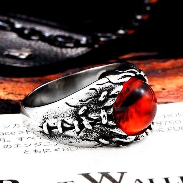 《 QBOX 》FASHION 飾品【RBR8-578】精緻個性復古龐克風炎龍之瞳鈦鋼戒指/戒環-細節圖5