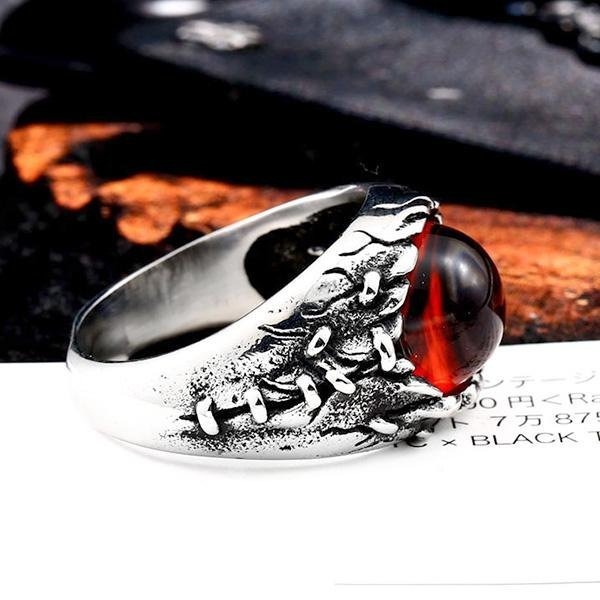 《 QBOX 》FASHION 飾品【RBR8-578】精緻個性復古龐克風炎龍之瞳鈦鋼戒指/戒環-細節圖6