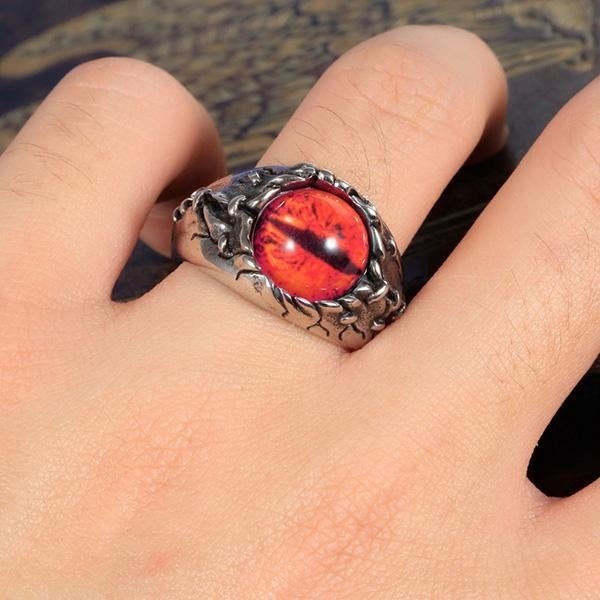 《 QBOX 》FASHION 飾品【RBR8-578】精緻個性復古龐克風炎龍之瞳鈦鋼戒指/戒環-細節圖7