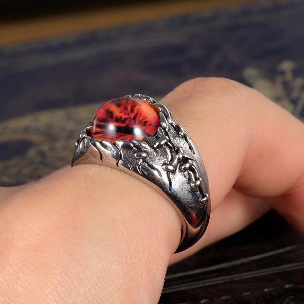 《 QBOX 》FASHION 飾品【RBR8-578】精緻個性復古龐克風炎龍之瞳鈦鋼戒指/戒環-細節圖8