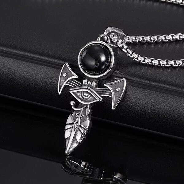 《 QBOX 》FASHION 飾品【GPN-2153】精緻個性荷魯斯之眼十字架鈦鋼墬子項鍊/掛飾-細節圖4