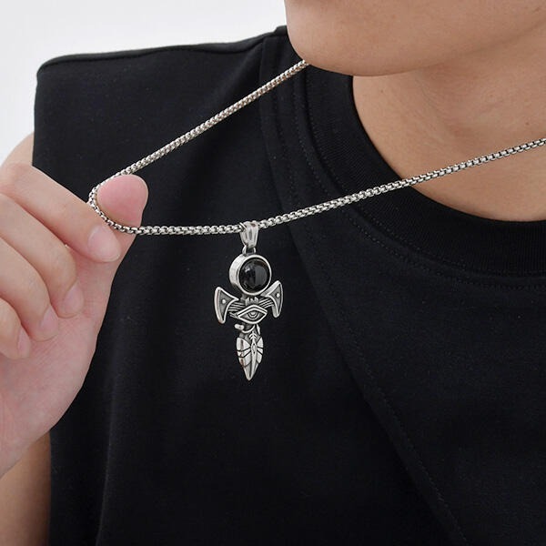 《 QBOX 》FASHION 飾品【GPN-2153】精緻個性荷魯斯之眼十字架鈦鋼墬子項鍊/掛飾-細節圖8