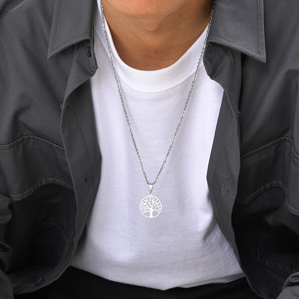 《QBOX 》FASHION 飾品【GPN-1974】精緻個性百搭圓形鏤空生命之樹鈦鋼墬子項鍊/掛飾-細節圖6