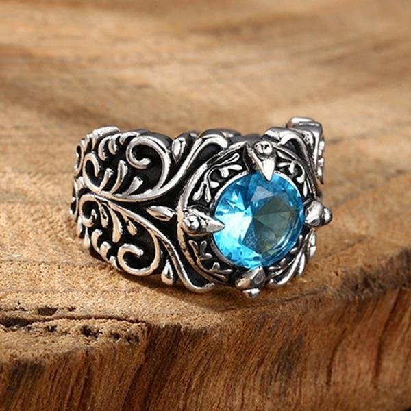 《 QBOX 》FASHION 飾品【TSR5610125】精緻個性復古雕花唐草紋鋯石S925純銀戒指/開口戒指-細節圖7