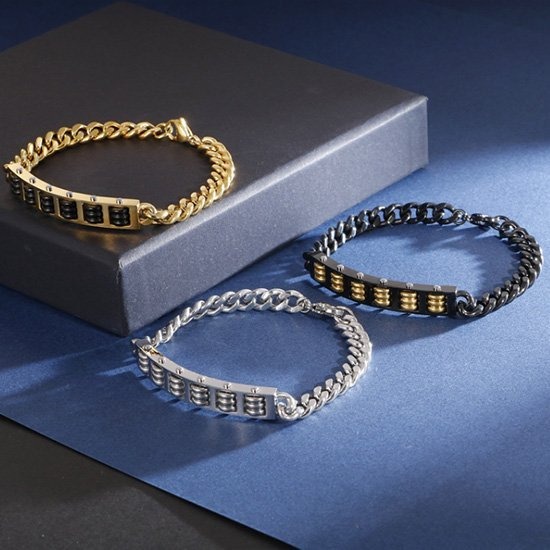 《 QBOX 》FASHION 飾品【BK114897】精緻個性招財如意算盤鈦鋼手鍊/手環(三色)-細節圖3