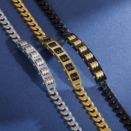 《 QBOX 》FASHION 飾品【BK114897】精緻個性招財如意算盤鈦鋼手鍊/手環(三色)-細節圖4