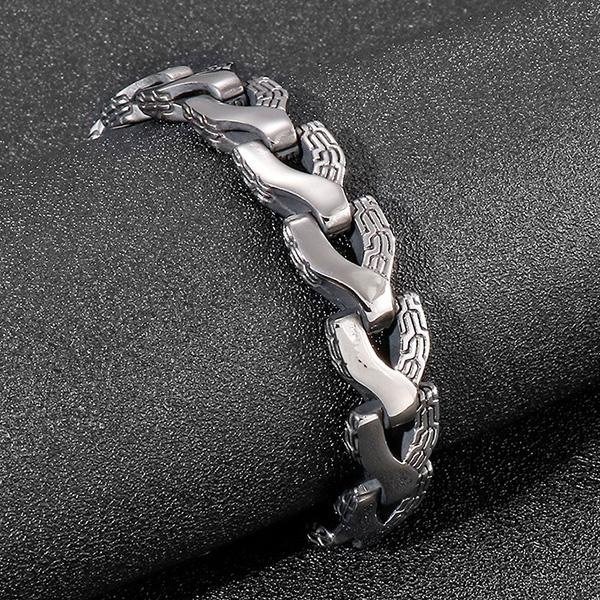 《QBOX 》FASHION 飾品【BK125394】 個性朋克風雕花Y字龍骨鑄造鈦鋼手鍊/手環-細節圖6
