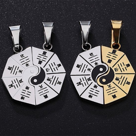 《 QBOX 》FASHION 飾品【CHA009】精緻個性宗教「陰陽合道」太極八卦情侶鈦鋼墬子項鍊/掛飾-細節圖3