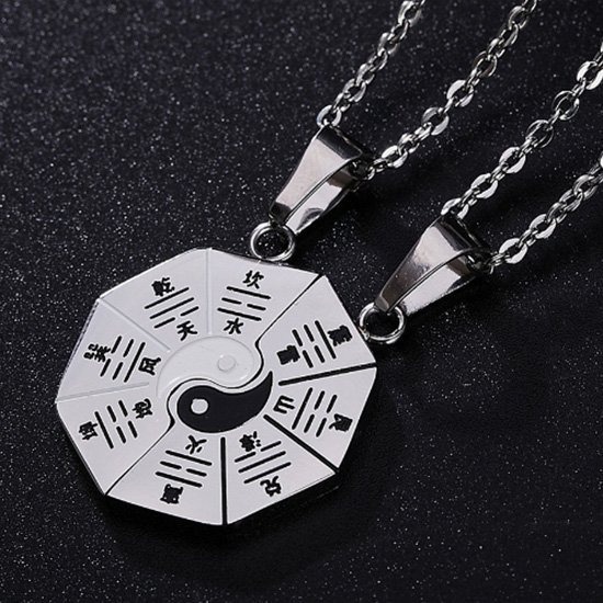 《 QBOX 》FASHION 飾品【CHA009】精緻個性宗教「陰陽合道」太極八卦情侶鈦鋼墬子項鍊/掛飾-細節圖4