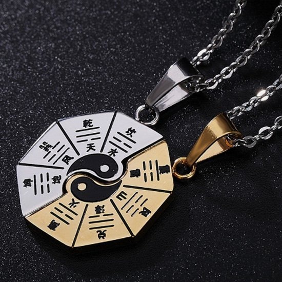 《 QBOX 》FASHION 飾品【CHA009】精緻個性宗教「陰陽合道」太極八卦情侶鈦鋼墬子項鍊/掛飾-細節圖5