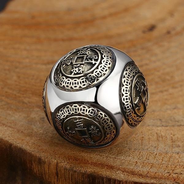 《 QBOX 》FASHION 飾品【TSC5610138】精緻個性復古日進斗金轉運球S925純銀墬子項鍊/掛飾-細節圖5