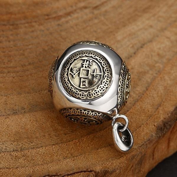 《 QBOX 》FASHION 飾品【TSC5610138】精緻個性復古日進斗金轉運球S925純銀墬子項鍊/掛飾-細節圖7