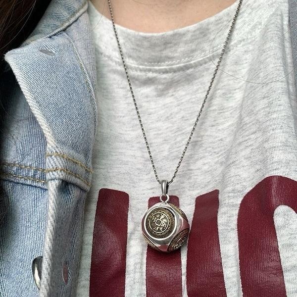 《 QBOX 》FASHION 飾品【TSC5610138】精緻個性復古日進斗金轉運球S925純銀墬子項鍊/掛飾-細節圖8