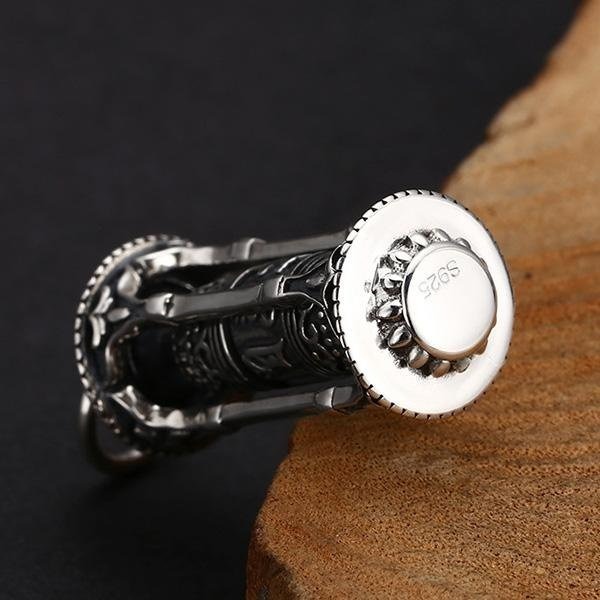 《 QBOX 》FASHION 飾品【TBC565177】精緻個性復古藏式祈福轉經筒S925純銀墬子項鍊/掛飾-細節圖5