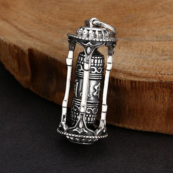 《 QBOX 》FASHION 飾品【TBC565177】精緻個性復古藏式祈福轉經筒S925純銀墬子項鍊/掛飾-細節圖7