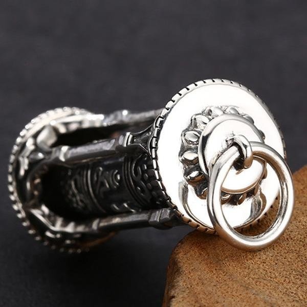 《 QBOX 》FASHION 飾品【TBC565177】精緻個性復古藏式祈福轉經筒S925純銀墬子項鍊/掛飾-細節圖8