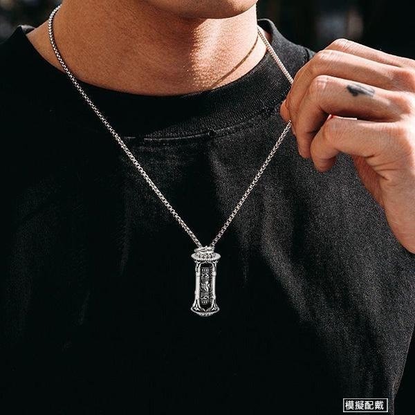 《 QBOX 》FASHION 飾品【TBC565177】精緻個性復古藏式祈福轉經筒S925純銀墬子項鍊/掛飾-細節圖9