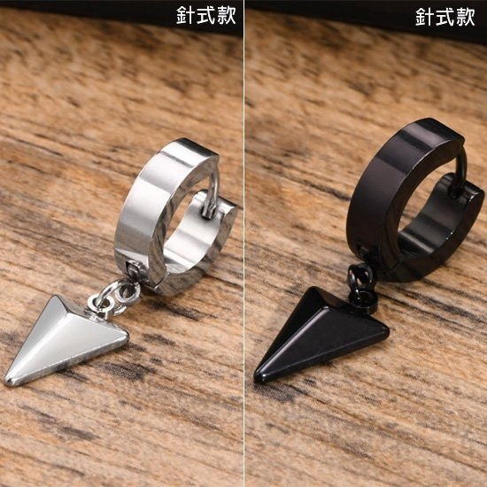 《 QBOX 》FASHION 飾品【EEH-451】精緻個性歐美能量三角形環扣式鈦鋼耳環/耳飾(二款)-細節圖4
