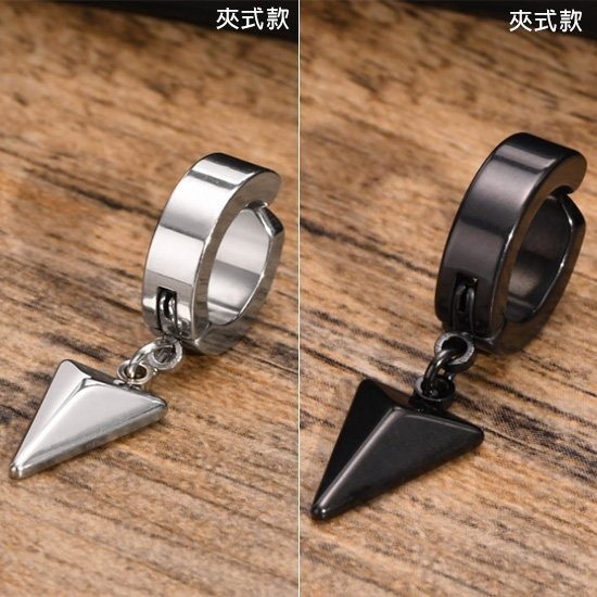 《 QBOX 》FASHION 飾品【EEH-451】精緻個性歐美能量三角形環扣式鈦鋼耳環/耳飾(二款)-細節圖5