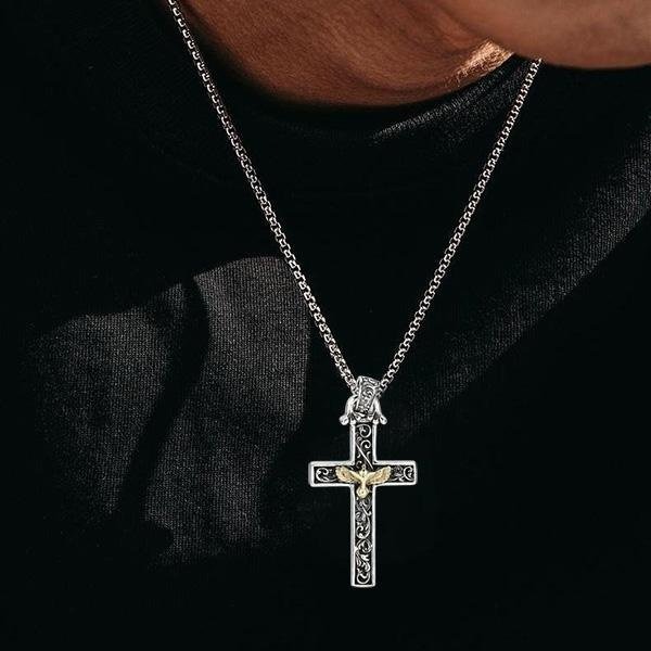 《 QBOX 》FASHION 飾品【TBC565140】精緻個性復古老鷹雕花十字架S925純銀墬子項鍊/掛飾-細節圖9