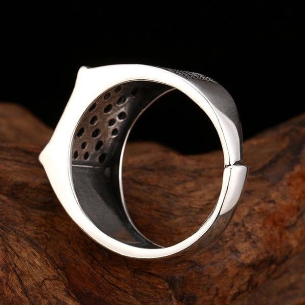 《 QBOX 》FASHION 飾品【TBR56372】精緻個性復古方形黑鑽交叉格紋S925純銀戒指/開口戒指-細節圖7