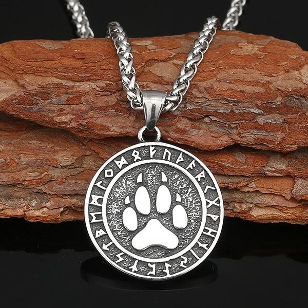 《QBOX 》FASHION 飾品【CBP8-280】精緻個性北歐符文字母熊掌印鑄造鈦鋼墬子項鍊/掛飾-細節圖5