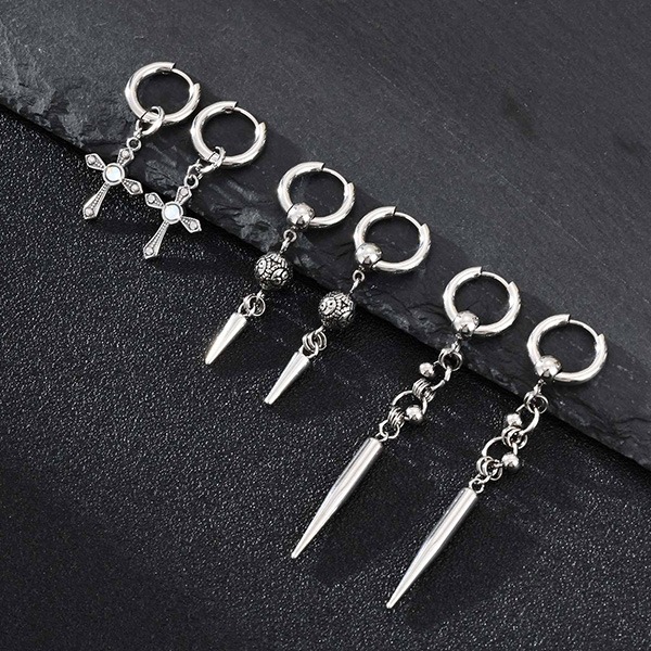 《 QBOX 》FASHION 飾品【GED-900】精緻個性立體十字架幾何錐形鈦鋼耳環/耳飾(三款)-細節圖7