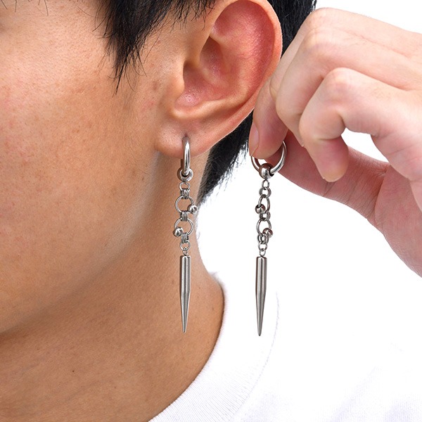 《 QBOX 》FASHION 飾品【GED-900】精緻個性立體十字架幾何錐形鈦鋼耳環/耳飾(三款)-細節圖9