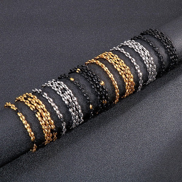 《 QBOX 》FASHION 飾品【NK118591】精緻個性經典多色咖啡豆環扣鈦鋼項鍊/頸鋼鍊-細節圖3