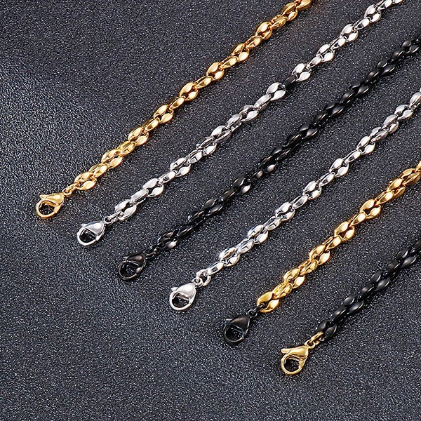 《 QBOX 》FASHION 飾品【NK118591】精緻個性經典多色咖啡豆環扣鈦鋼項鍊/頸鋼鍊-細節圖5