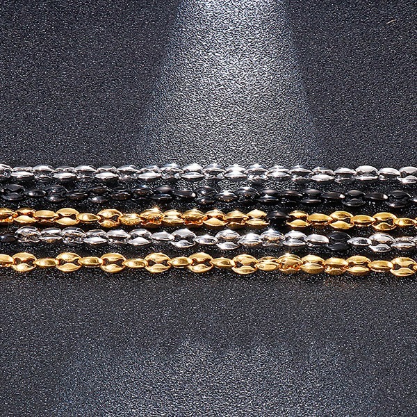 《 QBOX 》FASHION 飾品【NK118591】精緻個性經典多色咖啡豆環扣鈦鋼項鍊/頸鋼鍊-細節圖6