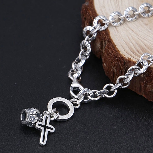 《 QBOX 》FASHION 飾品【B826S118】精致個性復古「聖蹤祈願」瓜達盧佩聖母圓牌十字架S925純銀手鍊-細節圖4