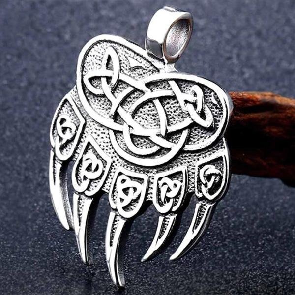 《QBOX 》FASHION 飾品【C10BP8-291】精緻個性北歐熊爪護身符文圖騰鑄造鈦鋼墬子項鍊/掛飾-細節圖3