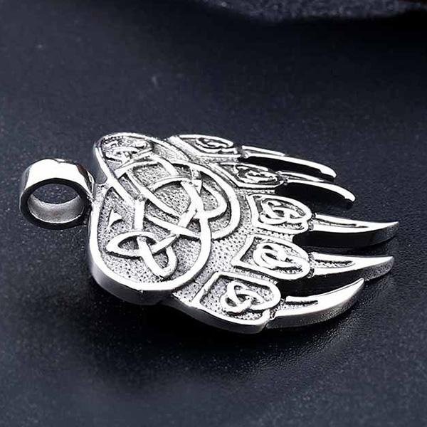 《QBOX 》FASHION 飾品【C10BP8-291】精緻個性北歐熊爪護身符文圖騰鑄造鈦鋼墬子項鍊/掛飾-細節圖4