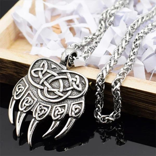 《QBOX 》FASHION 飾品【C10BP8-291】精緻個性北歐熊爪護身符文圖騰鑄造鈦鋼墬子項鍊/掛飾-細節圖6