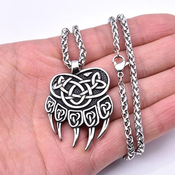 《QBOX 》FASHION 飾品【C10BP8-291】精緻個性北歐熊爪護身符文圖騰鑄造鈦鋼墬子項鍊/掛飾-細節圖7