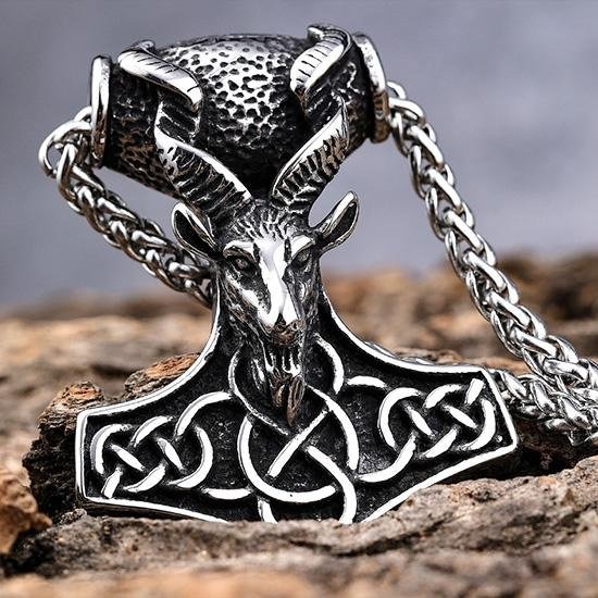 《QBOX 》FASHION 飾品【CBP8-536】精緻個性「戰魂召喚」山羊頭之錘護身符鈦鋼墬子項鍊/掛飾-細節圖4