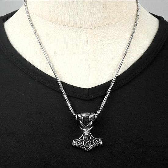 《QBOX 》FASHION 飾品【CBP8-536】精緻個性「戰魂召喚」山羊頭之錘護身符鈦鋼墬子項鍊/掛飾-細節圖8