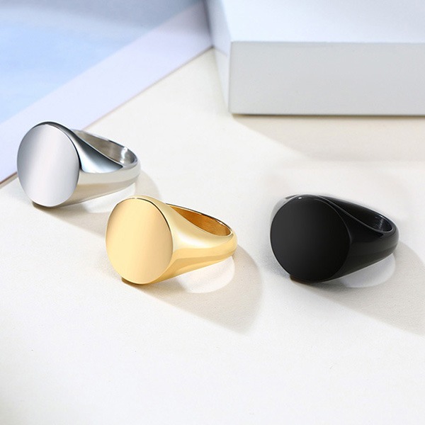 《QBOX 》FASHION 飾品【QRC-448】精緻個性「極簡鋒芒」多色素面橢圓面拋光鈦鋼戒指/戒環-細節圖3