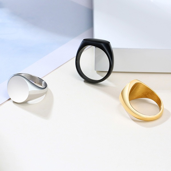 《QBOX 》FASHION 飾品【QRC-448】精緻個性「極簡鋒芒」多色素面橢圓面拋光鈦鋼戒指/戒環-細節圖4