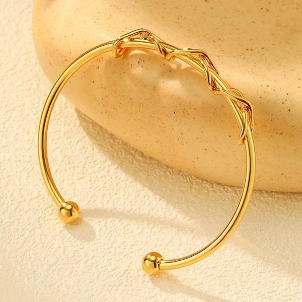 《 QBOX 》FASHION 飾品【GB-706】 精緻個性金色無限符號纏繞鈦鋼開口手鐲/手環-細節圖5