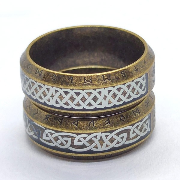 《 QBOX 》FASHION 飾品【RBR-R217】精緻個性復古北歐符文生命樹青銅編織紋鈦鋼戒指/戒環(二款)-細節圖6