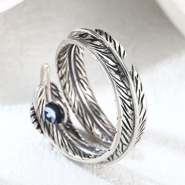 《 QBOX 》FASHION 飾品【TSR53571】精緻個性「羽光契約」波西米亞風羽毛鋯石S925純銀戒指/開口戒指-細節圖5