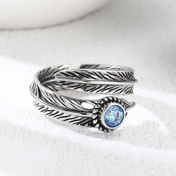《 QBOX 》FASHION 飾品【TSR53571】精緻個性「羽光契約」波西米亞風羽毛鋯石S925純銀戒指/開口戒指-細節圖6